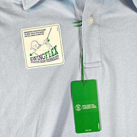 Izod Golf Polo Shirt Mens XL Blue Performance UPF50 SwingFlex Stretch Activewear - Picture 4 of 9